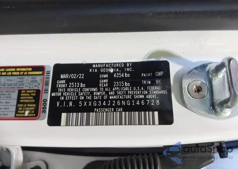 2022 Kia K5 Ex from USA, damaged, VIN 5XXG34J26NG146728